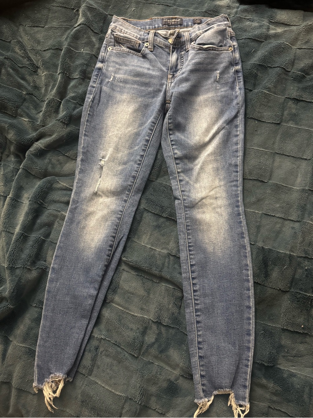 Lucky Brand Women's Light Blue Skinny Jeans with Distressed Hem